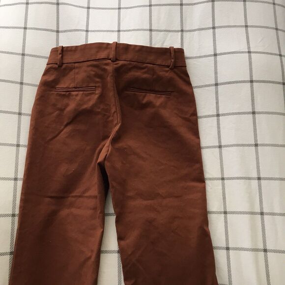 Zara Brown Cropped Cotton Straight Leg Trousers Casual Work Pants - S - Picture 5 of 9